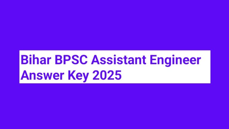 Bihar BPSC Assistant Engineer Answer Key 2025